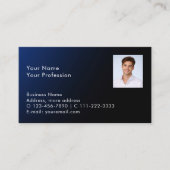 Carte De Visite Classy Modern Custom Photo QR Code Blue Gradient (Devant)