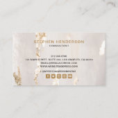 Carte De Visite Classy Modern Gold Foil Logo & médias sociaux (Dos)