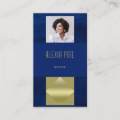 Carte De Visite Classy Moderne Marine Professionnelle Blue Gold Ph (Devant)