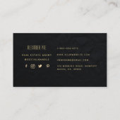 Carte De Visite Classy moderne Noir Or Ananas Immobilier (Dos)
