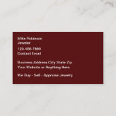 Carte De Visite Classy Monogram Jewelry Store  (Dos)