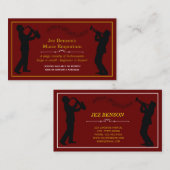 Carte De Visite Classy Music Store Gold Silhouettes (Devant / Derrière)