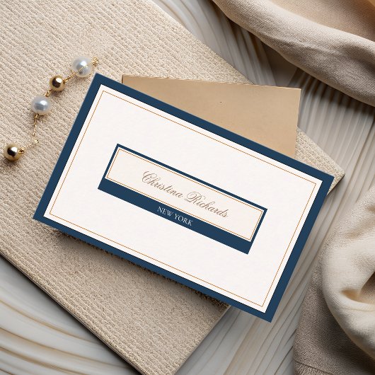 Carte De Visite Classy Navy Blue Ivory