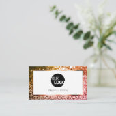 Carte De Visite Classy Orange Rose Ombre Parties scintillant Blanc (Debout devant)