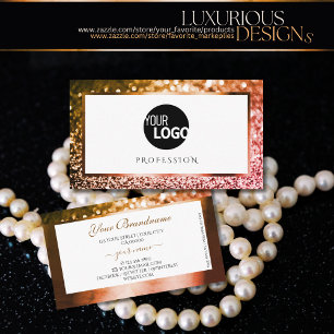 Carte De Visite Classy Orange Rose Ombre Parties scintillant Blanc