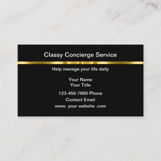 Carte De Visite Classy Personal Concierge Business Cards Design (Devant)