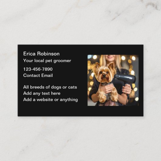 Carte De Visite Classy Pet Grooming Business Cards Design (Devant)