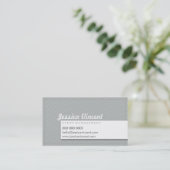 Carte De Visite CLASSY RETRO STITCH sobre moderne gris argenté (Debout devant)