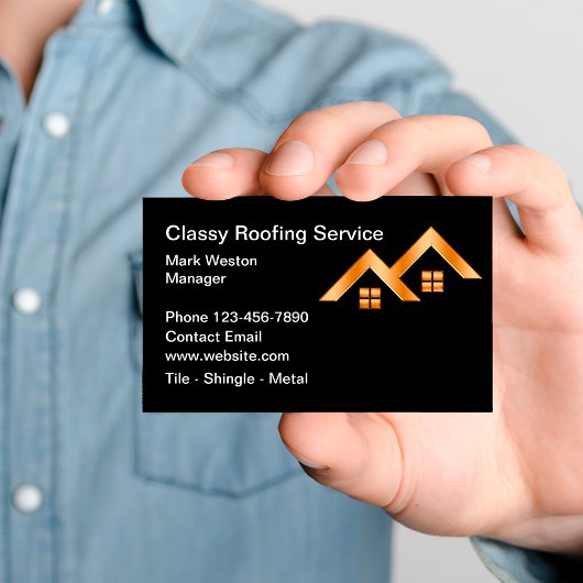 Carte De Visite Classy Roofing Construction Business Cards