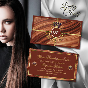 Carte De Visite Classy Royal Brown Gold Couronne avec logo Impress