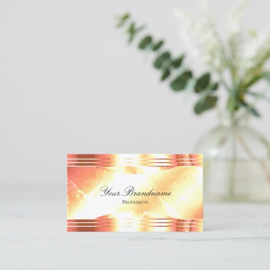 Carte De Visite Classy Shimmery Rose Gold avec QR Code Luxueux (Debout devant)