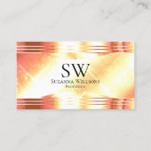 Carte De Visite Classy Shimmery Rose Gold Monogramme Photo Luxueux (Devant)