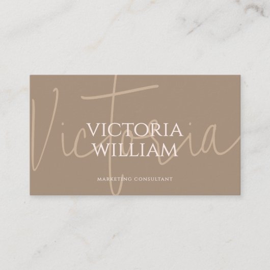 Carte De Visite Classy Soft Neutral Beige Script QR Code (Devant)