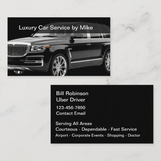Carte De Visite Classy Uber Driver Transportation Business Cards (Devant / Derrière)