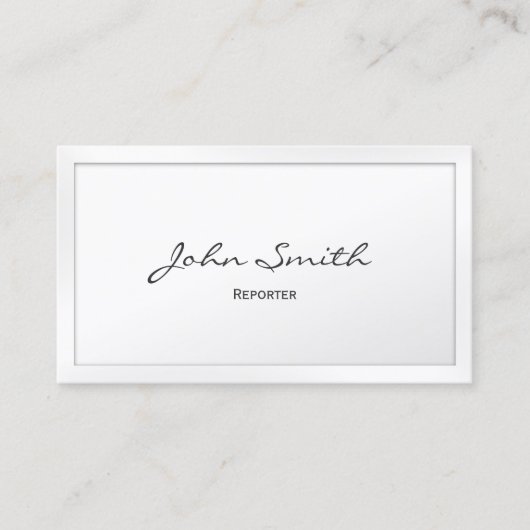 Carte de visite Classy White Border Reporter (Devant)