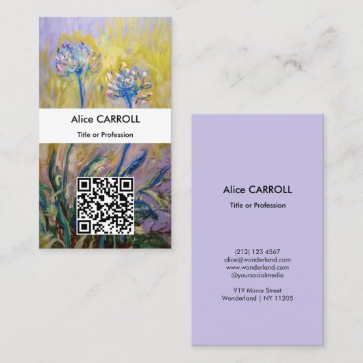 Carte De Visite Claude Monet - Agapanthus - Code QR (Devant / Derrière)