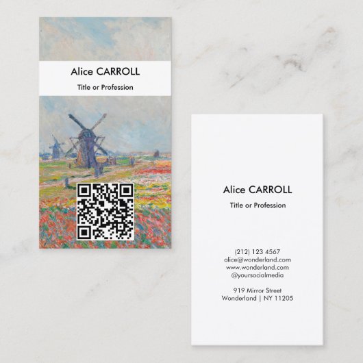 Carte De Visite Claude Monet - Champs Tulip, La Haye - Code QR (Devant / Derrière)