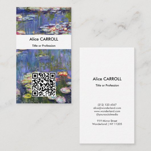 Carte De Visite Claude Monet - Nymphéas - Code QR (Devant / Derrière)