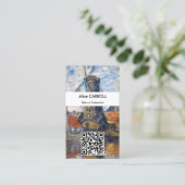 Carte De Visite Claude Monet - Windmill, Amsterdam - QR Code (Debout devant)