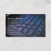 Carte De Visite Clavier Code QR Programmeur Informatique bleu (Devant)