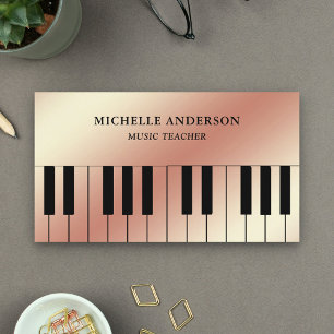 Carte De Visite Clavier de Piano en Papier Aluminium Rose Musicien
