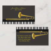 Carte De Visite Clavier de piano et Trombone pour professeur de mu (Devant / Derrière)