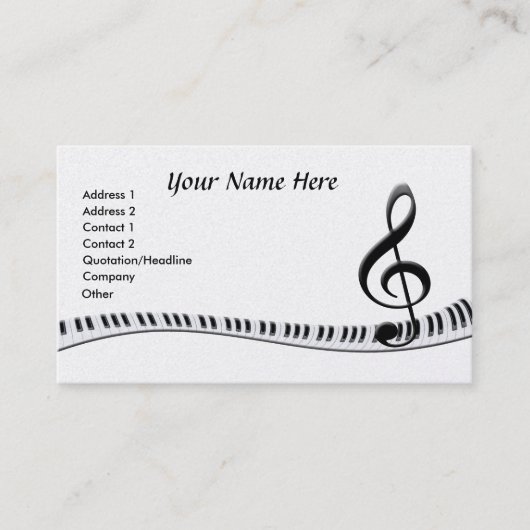Carte De Visite Clavier de piano G-Clef (Devant)