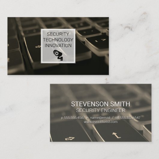 Carte De Visite Clavier | Icône Caméra de sécurité (Devant / Derrière)