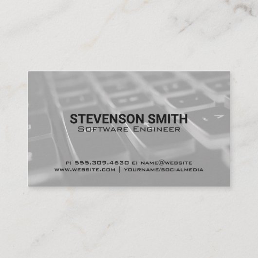 Carte De Visite Clavier Lit Bleu | Code de programmation (Dos)