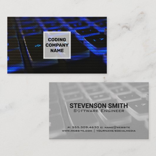 Carte De Visite Clavier Lit Bleu | Code de programmation (Devant / Derrière)