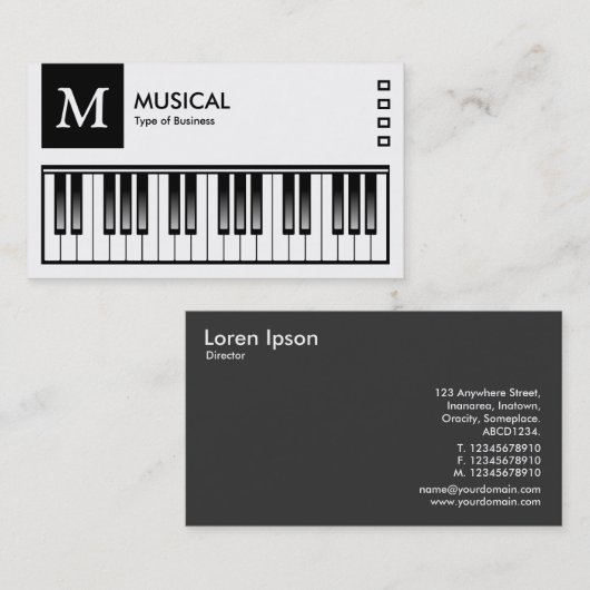 Carte De Visite Clavier - Logo et Panneau v2 - Noir (Devant / Derrière)