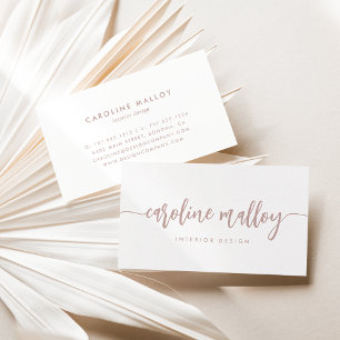 Carte De Visite Clay rose   Script de signature moderne