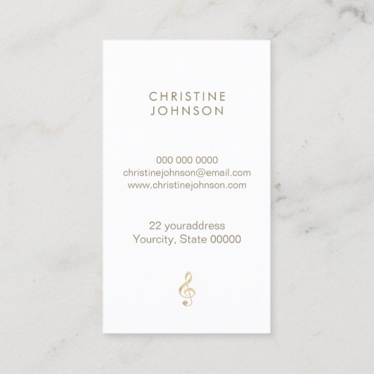 Carte De Visite clé à feuilles d'or simulée (Dos)