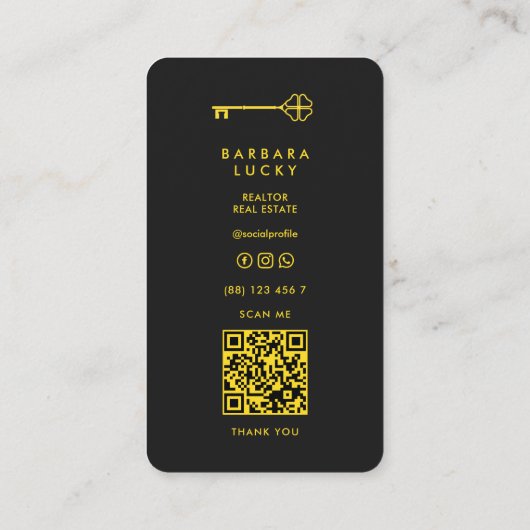 Carte De Visite Clé Clé Clé Clé Clé Jaune Classique Moderne (Dos)