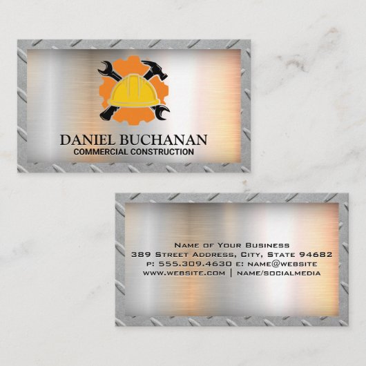 Carte De Visite Clé de casque de construction Marteau (Devant / Derrière)