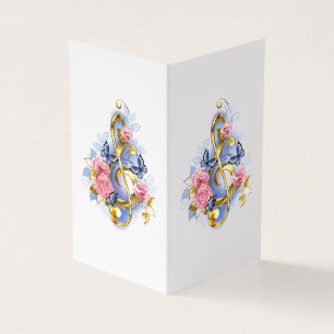 Carte De Visite Clé de fer avec roses roses roses