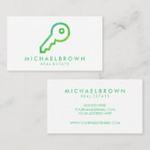 Carte De Visite Clé de la maison de location de loyers verts (Devant / Derrière)