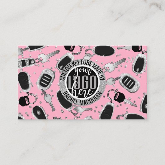 Carte De Visite Clé de Parties scintillant argentée Sparkly Clé Fo (Devant)