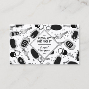 Carte De Visite Clé de Parties scintillant en argent brillant Fob 