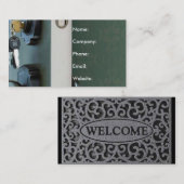 Carte De Visite Clé de porte Grey Bienvenue Mat Immobilier (Devant / Derrière)