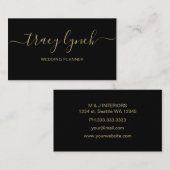 Carte De Visite Clé de script manuscrite en or noir (Devant / Derrière)