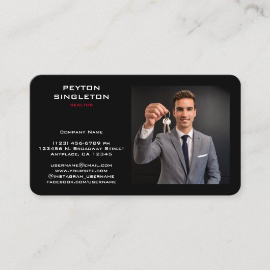 Carte De Visite Clé de silhouette noire avec URL Code QR (Devant)