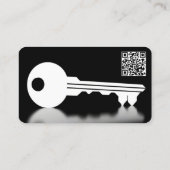 Carte De Visite Clé de silhouette noire avec URL Code QR (Dos)