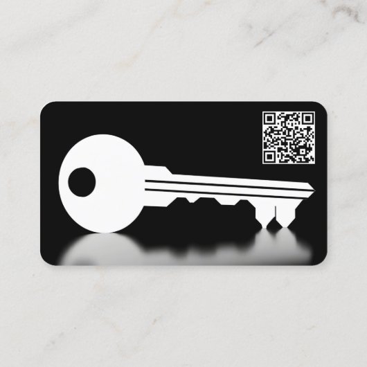 Carte De Visite Clé de silhouette noire avec URL Code QR (Dos)