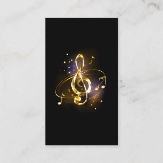 Carte De Visite Clé de Sol Musicale en Or (Devant)