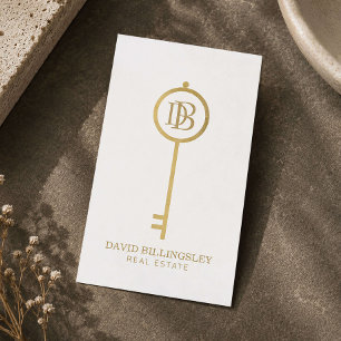 Carte De Visite Clé de squelette en or fausse luxe Monogramme Real