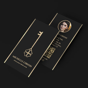 Carte De Visite Clé d'hypothèque minime Elegant Realtor Noir