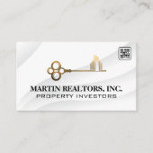 Carte De Visite Clé d'or et logo de la ville | Code QR (Devant)