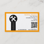 Carte De Visite Clé et marteau bricoleur construction orange (Dos)