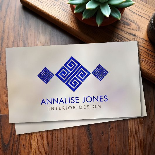 Carte De Visite Clé grecque - Grec méandre - Lapis Lazuli sur Pear